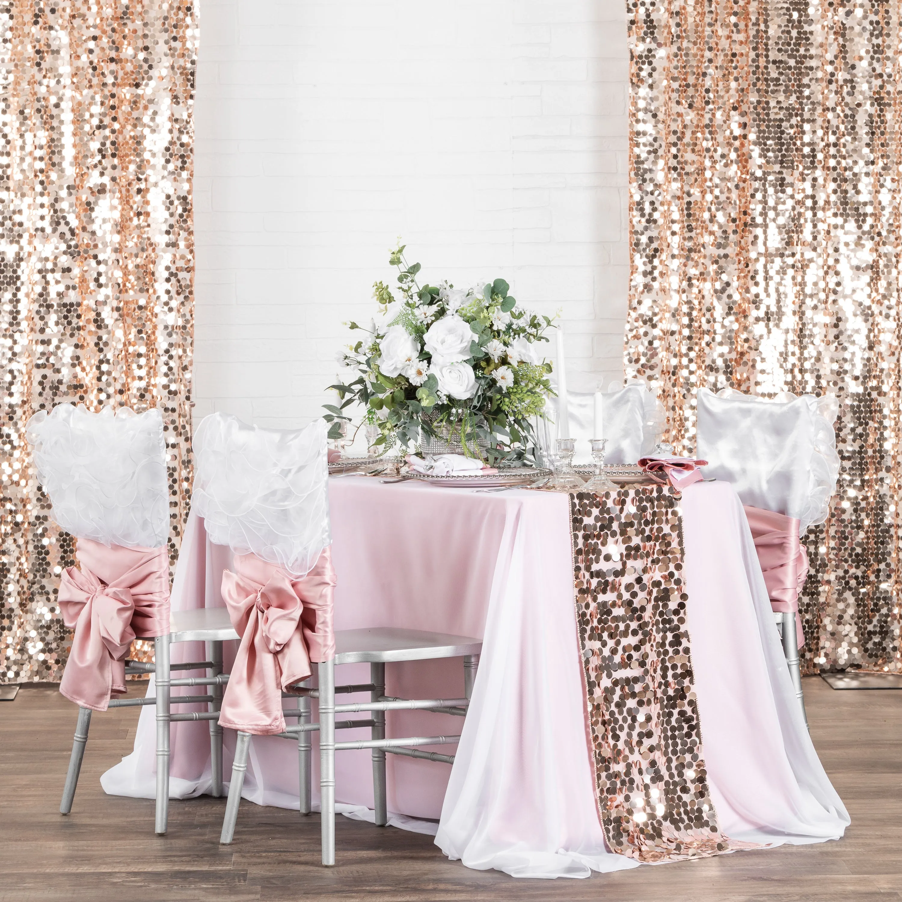 Large Payette Sequin Table Runner - Blush/Rose Gold