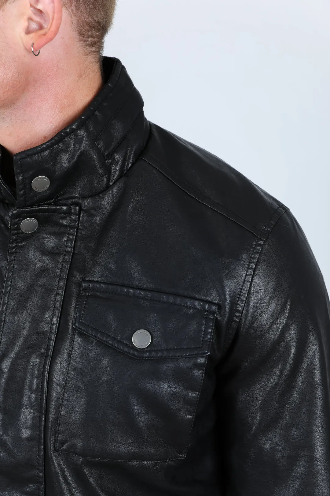 Mens Faux Leather Coat - Black