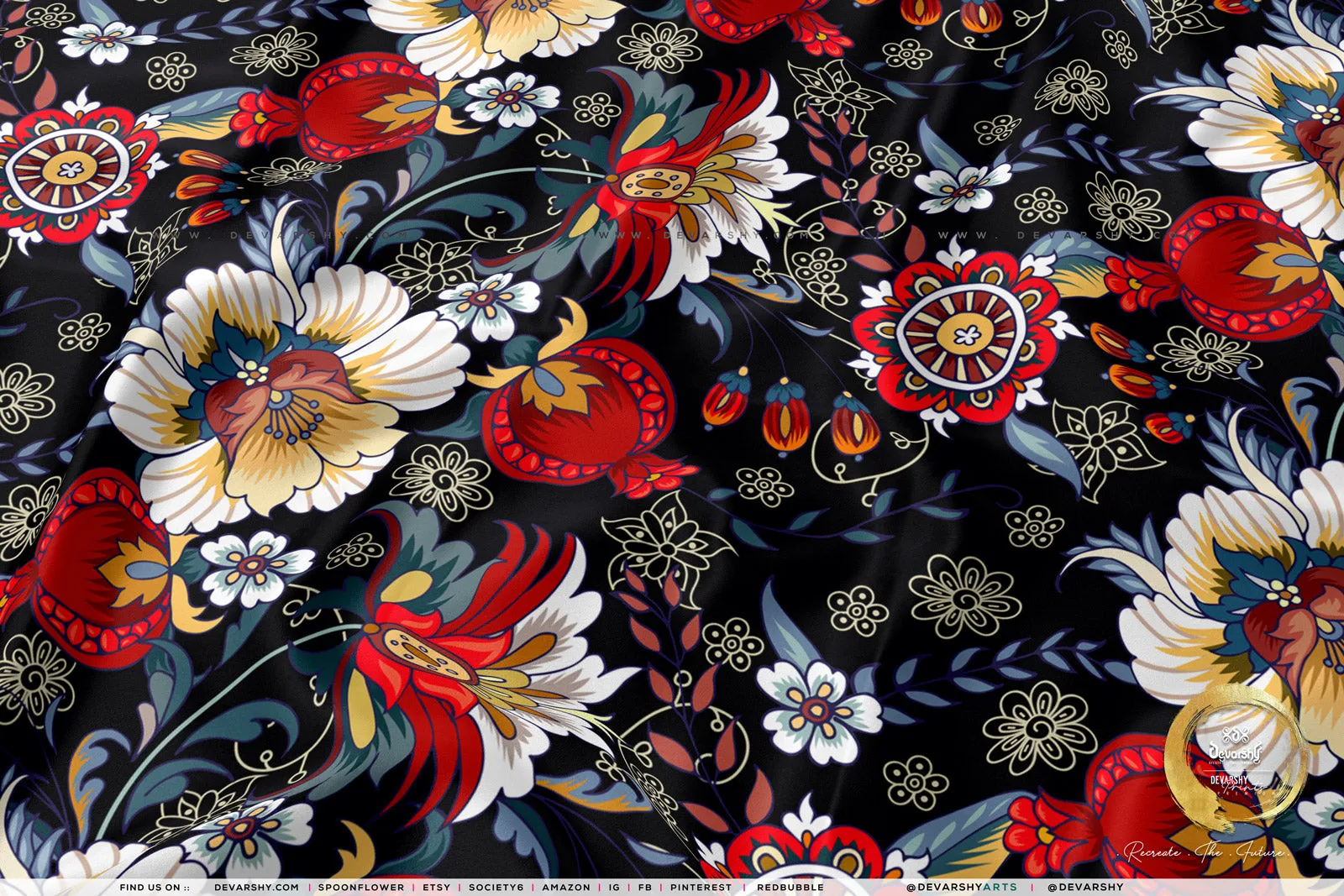 Multi Florals Apparel Fabric 3Meters , 9 Designs | 8 Fabrics Option | Fabric By the Yard | D20133