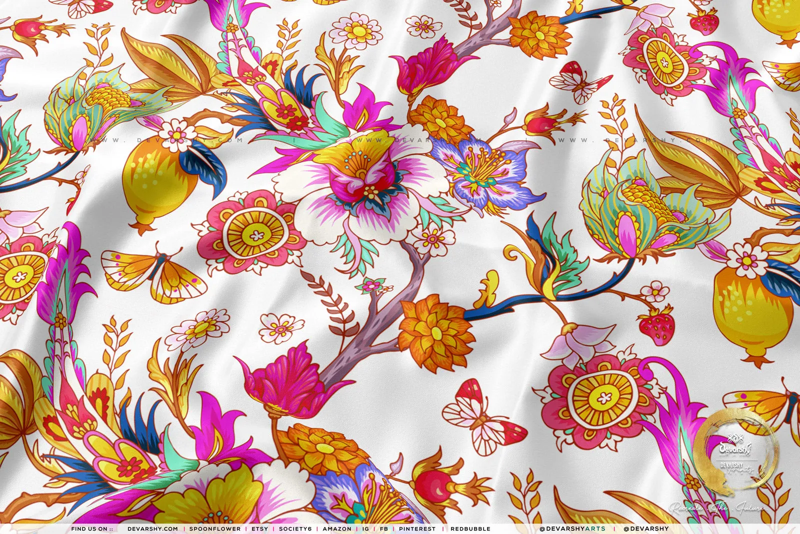 Multi Florals Apparel Fabric 3Meters , 9 Designs | 8 Fabrics Option | Fabric By the Yard | D20133