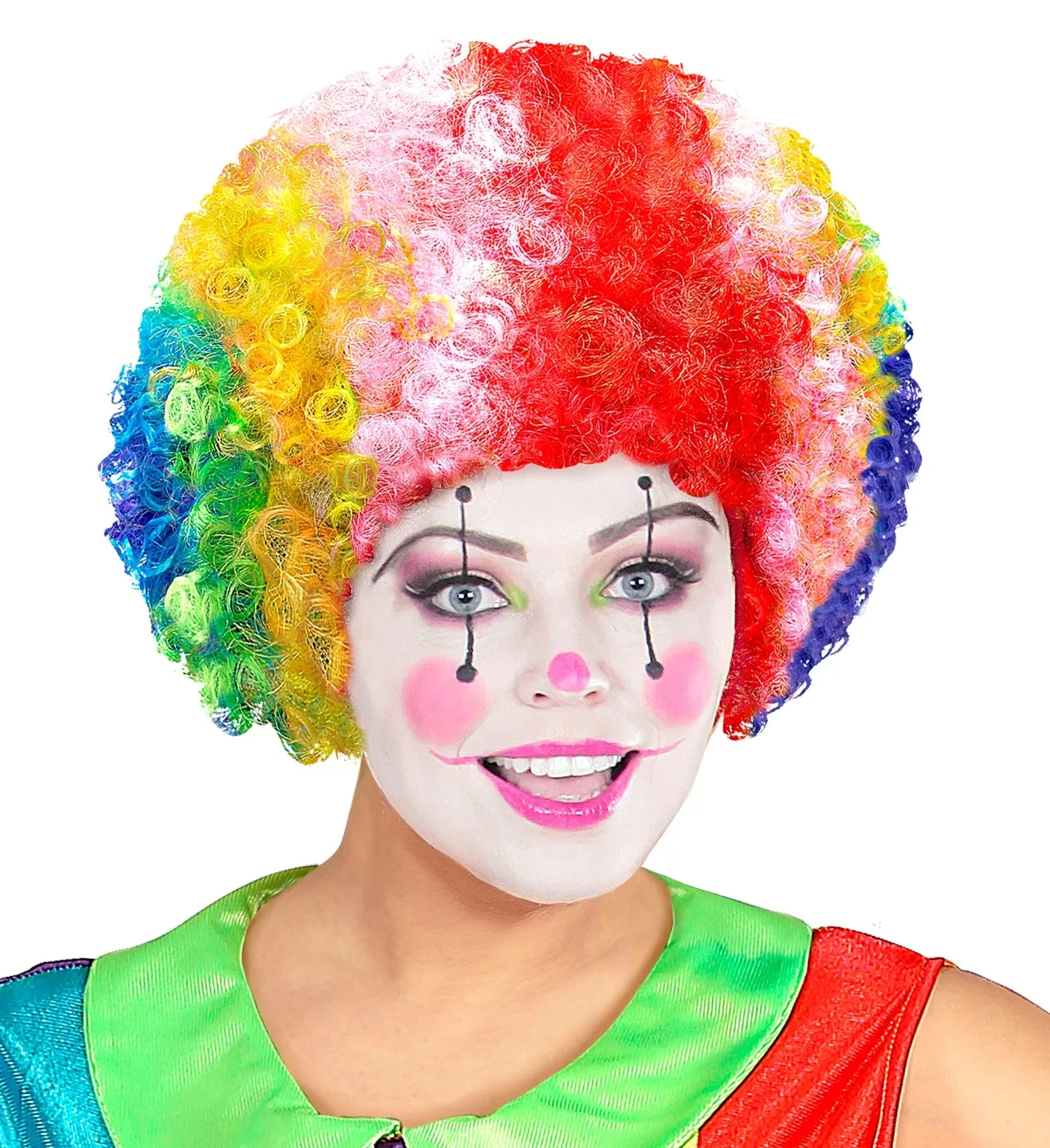 Multicoloured Curly Clown Wig