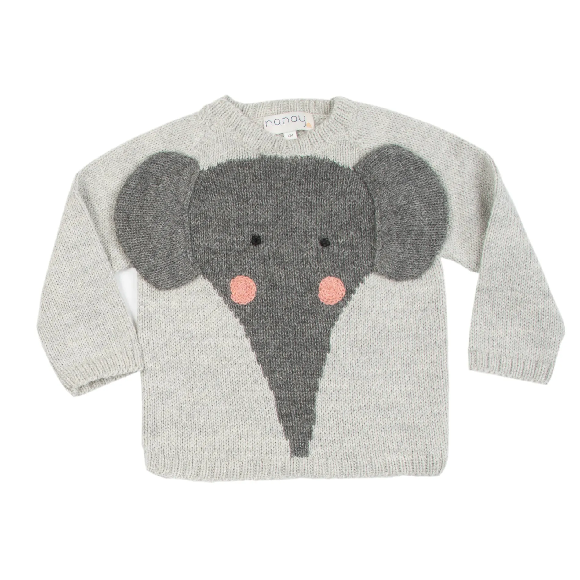 Nanay Floppy Ears Elephant Sweater in Light Grey