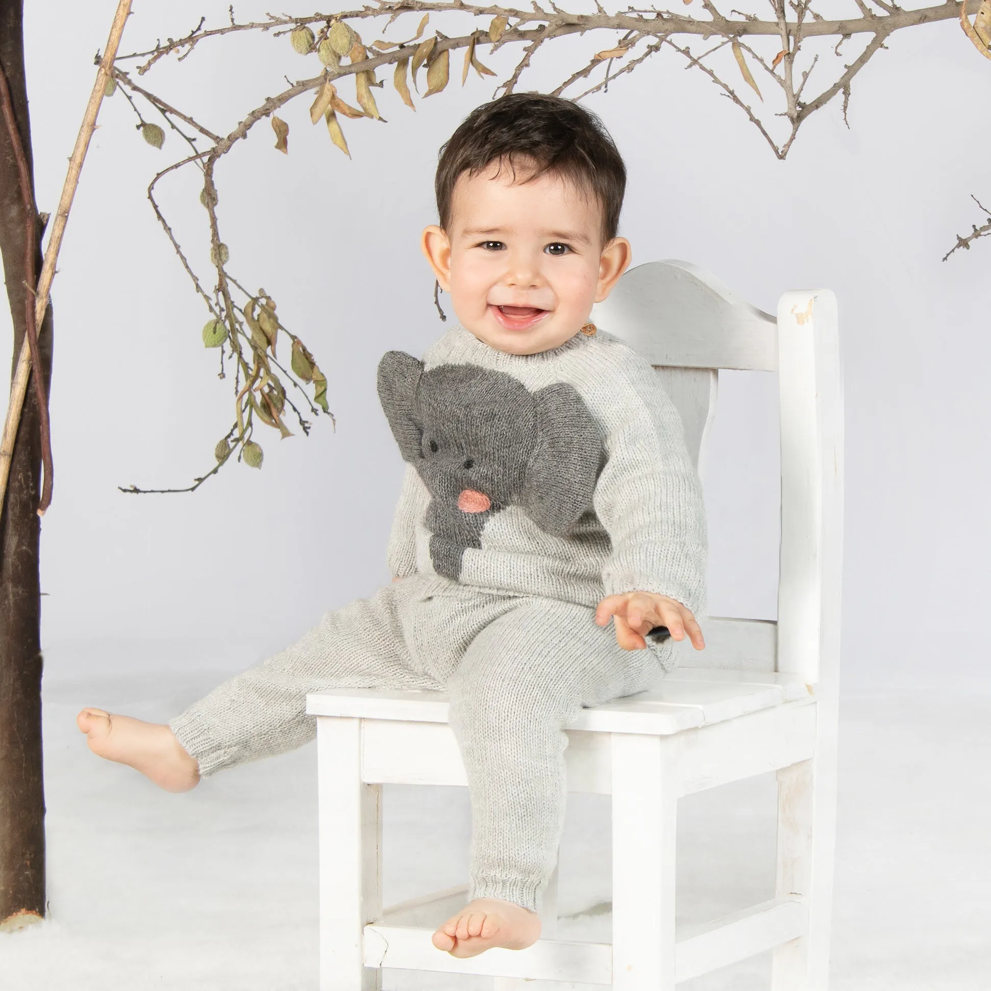 Nanay Floppy Ears Elephant Sweater in Light Grey