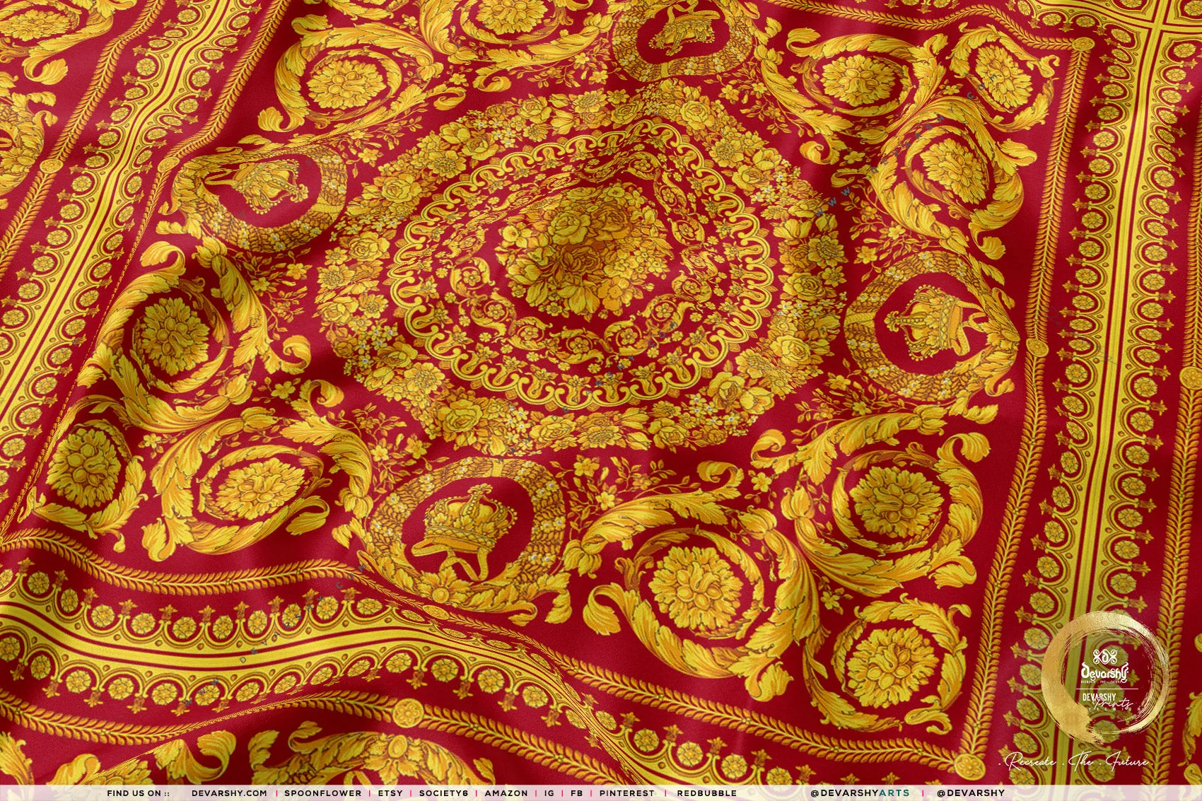 Opulent Gold Apparel Fabric 3Meters , 9 Designs | 8 Fabrics Options | Baroque Fabric By the Yard | 023B