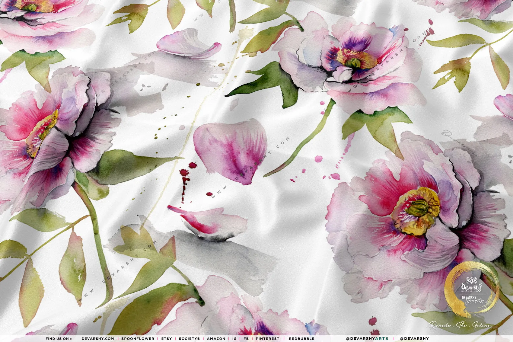 Organic Florals Apparel Fabric 3Meters , 9 Designs | 8 Fabrics Option | Fabric By the Yard | D20169