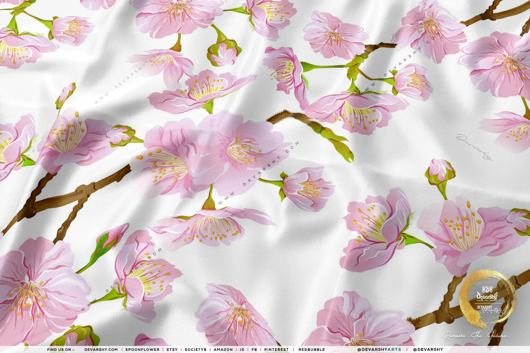 Organic Florals Apparel Fabric 3Meters , 9 Designs | 8 Fabrics Option | Fabric By the Yard | D20169