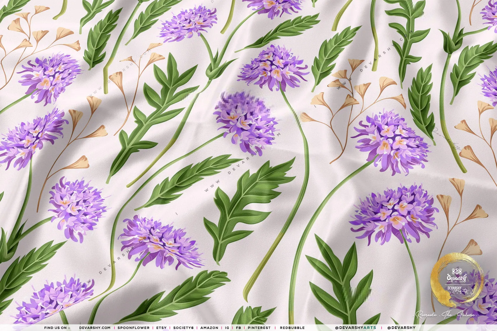 Organic Florals Apparel Fabric 3Meters , 9 Designs | 8 Fabrics Option | Fabric By the Yard | D20169