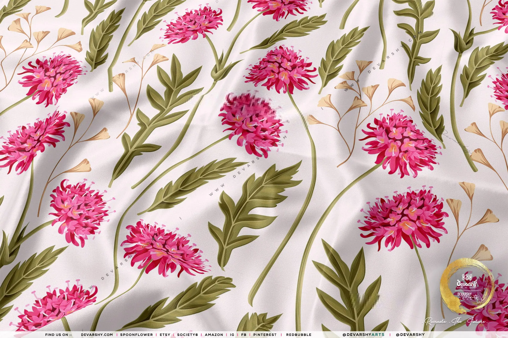 Organic Florals Apparel Fabric 3Meters , 9 Designs | 8 Fabrics Option | Fabric By the Yard | D20169