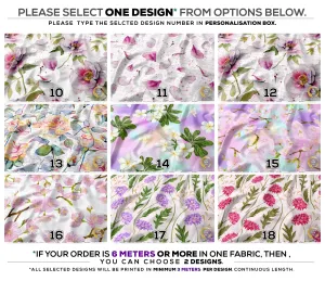 Organic Florals Apparel Fabric 3Meters , 9 Designs | 8 Fabrics Option | Fabric By the Yard | D20169