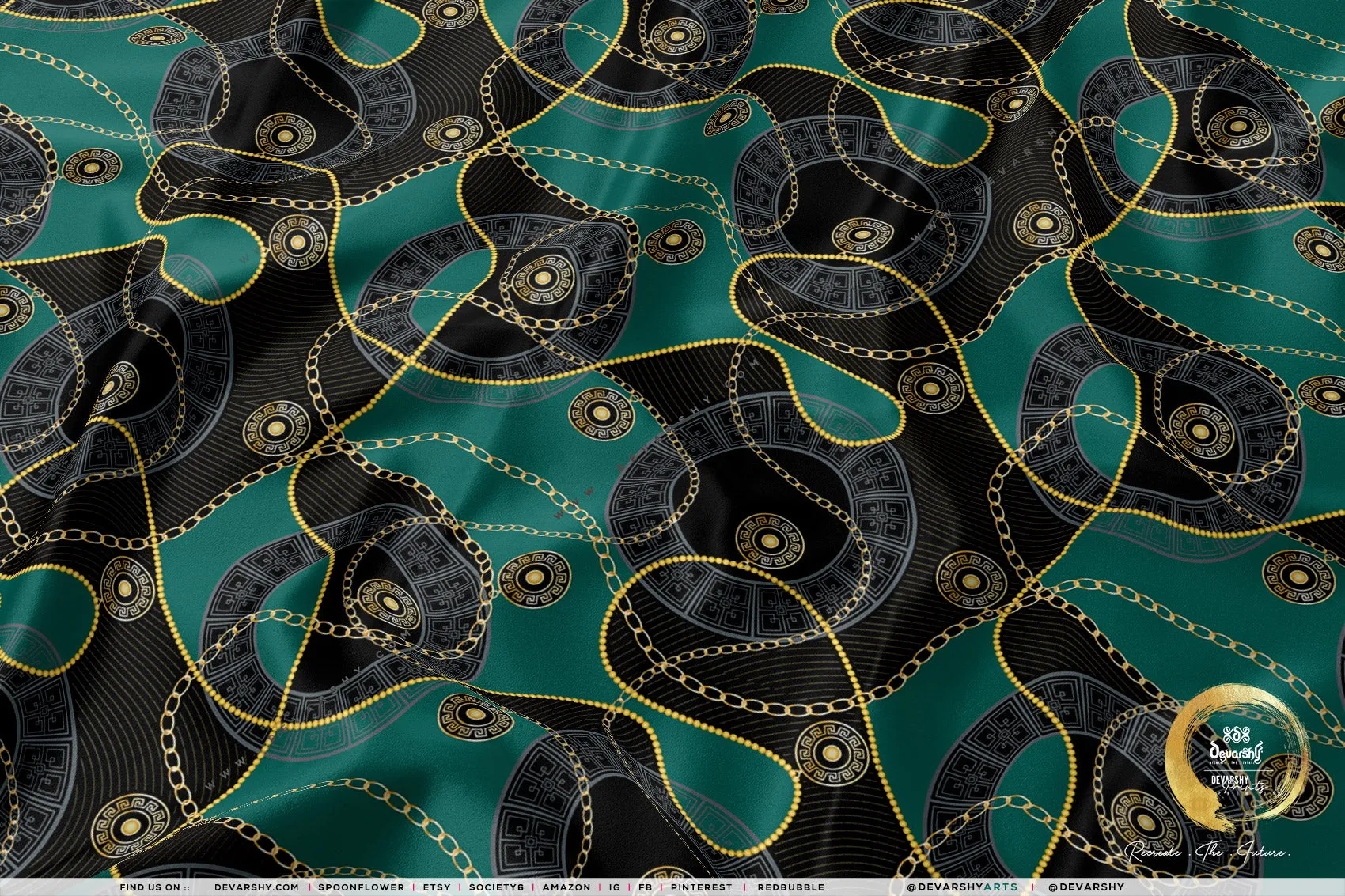 Ornamental Chains Apparel Fabric 3Meters , 6 Designs | 8 Fabrics Option | Baroque Fabric By the Yard | 041