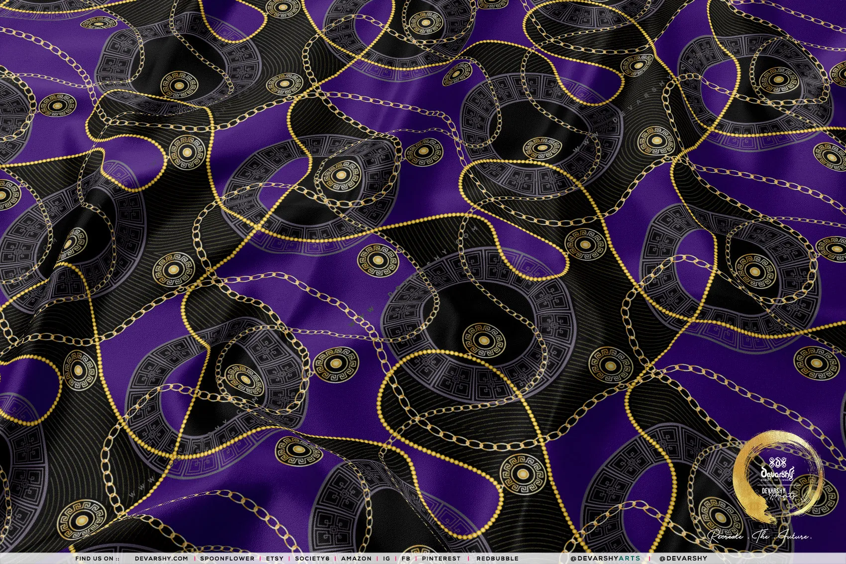 Ornamental Chains Apparel Fabric 3Meters , 6 Designs | 8 Fabrics Option | Baroque Fabric By the Yard | 041