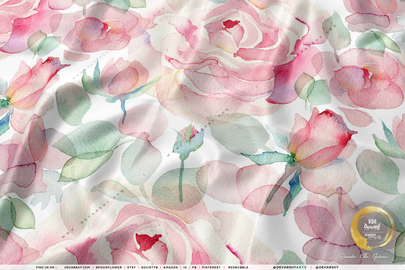 Painted Floral Apparel Fabric 3Meters , 9 Designs | 8 Fabrics Option | Fabric By the Yard | D20165