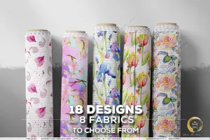 Painted Floral Apparel Fabric 3Meters , 9 Designs | 8 Fabrics Option | Fabric By the Yard | D20165