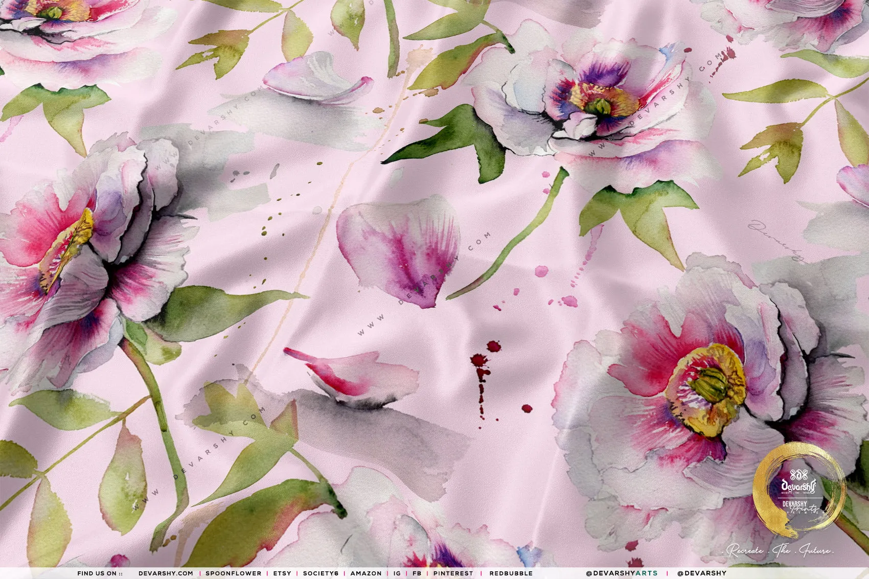 Painted Floral Apparel Fabric 3Meters , 9 Designs | 8 Fabrics Option | Fabric By the Yard | D20165