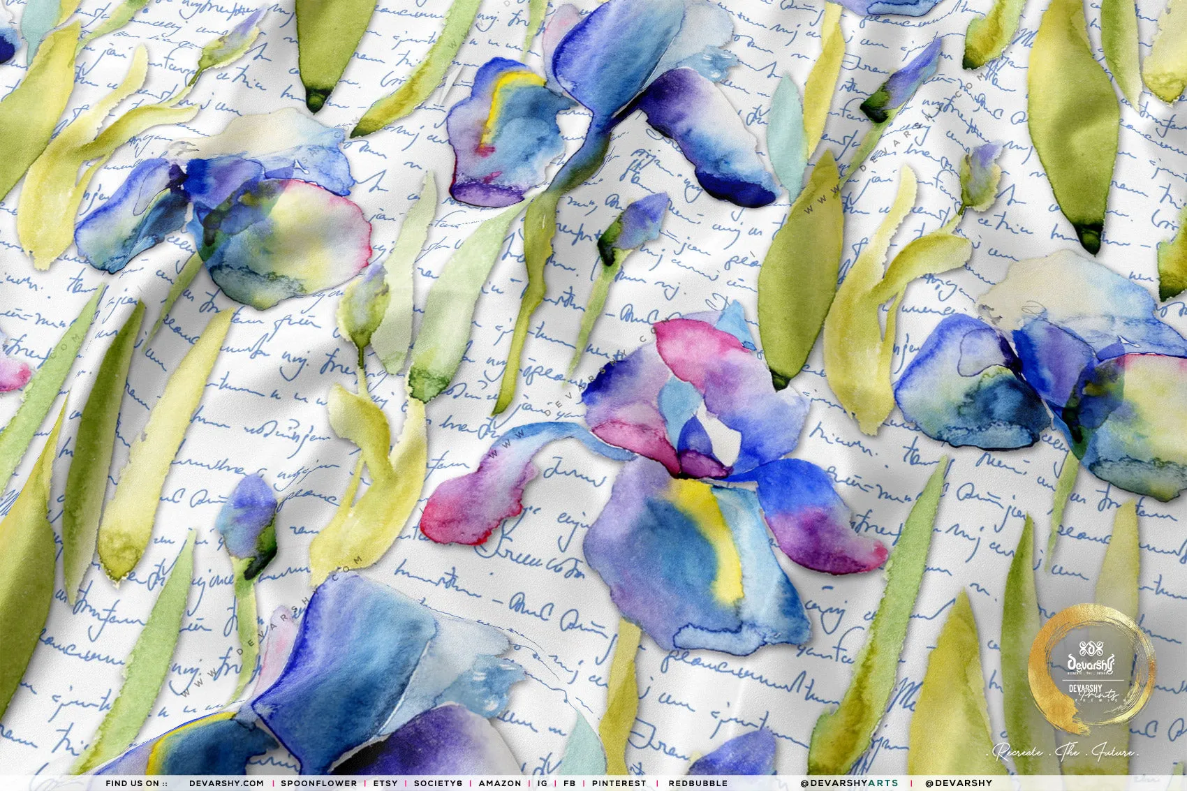 Painted Floral Apparel Fabric 3Meters , 9 Designs | 8 Fabrics Option | Fabric By the Yard | D20165