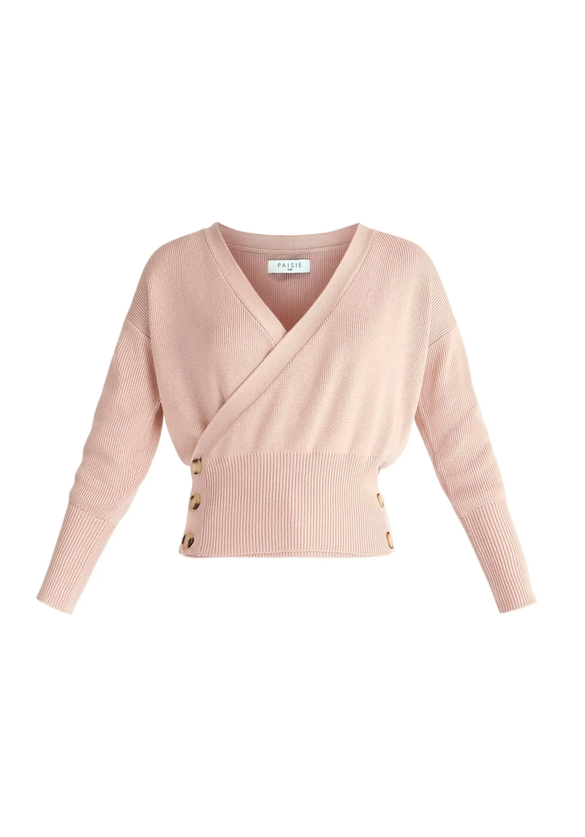 Pink Button Knitted Wrap Top