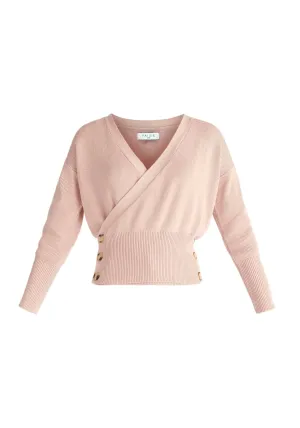 Pink Button Knitted Wrap Top