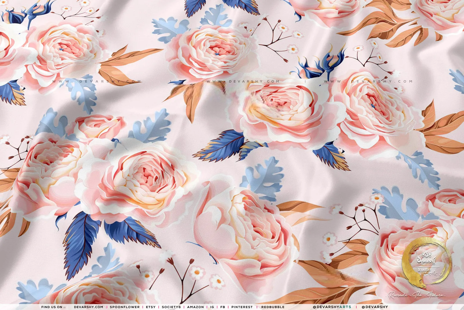 Pink Florals Apparel Fabric 3Meters , 9 Designs | 8 Fabrics Option | Fabric By the Yard | D20135