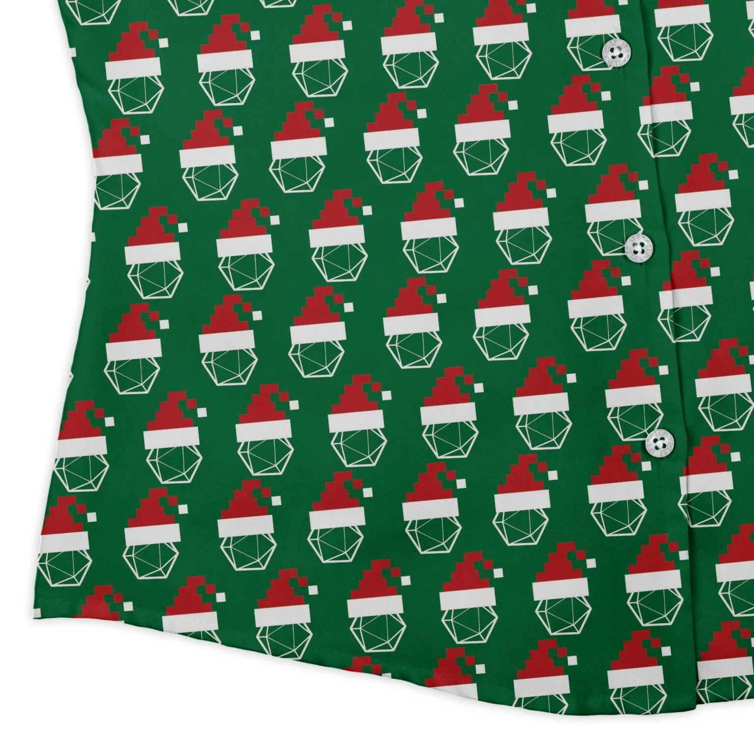 Pixel Santa Hats Dice Curvy Button Up Shirt