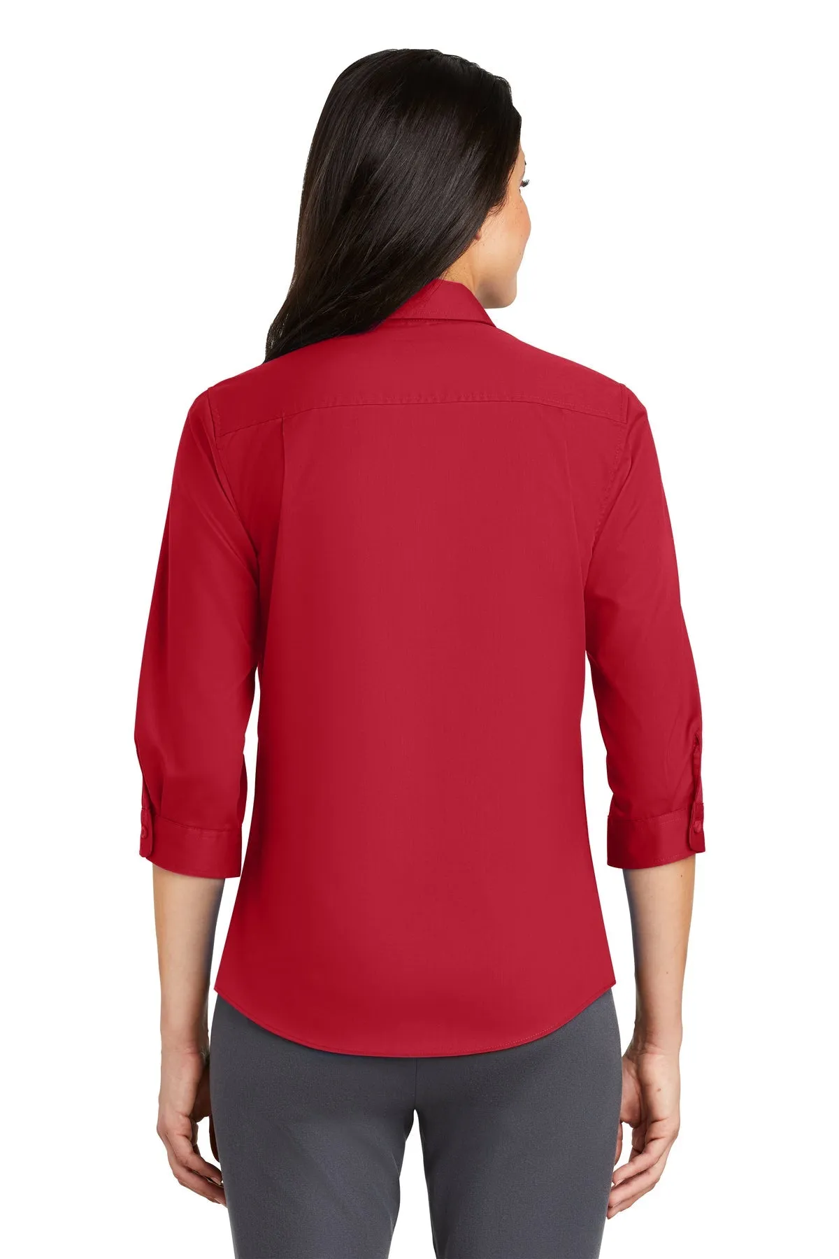 Port Authority Ladies 3/4-Sleeve SuperPro Branded Twill Shirts, Rich Red