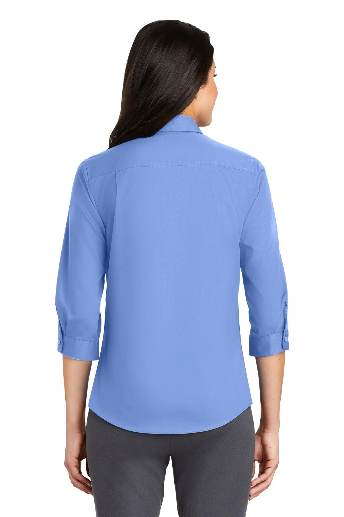 Port Authority Ladies 3/4-Sleeve SuperPro Branded Twill Shirts, Ultramarine Blue