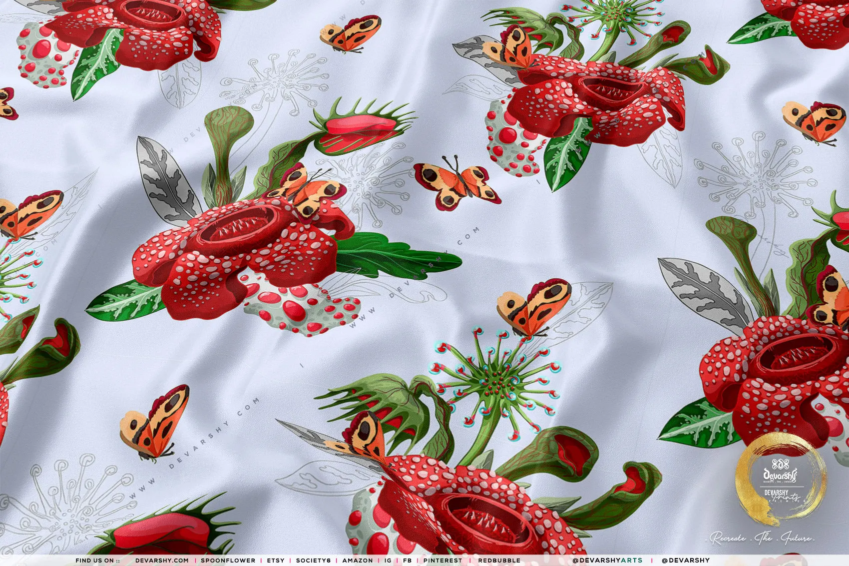 Red Poinsettia Apparel Fabric 3Meters , 9 Designs | 8 Fabrics Option | Fabric By the Yard | 070