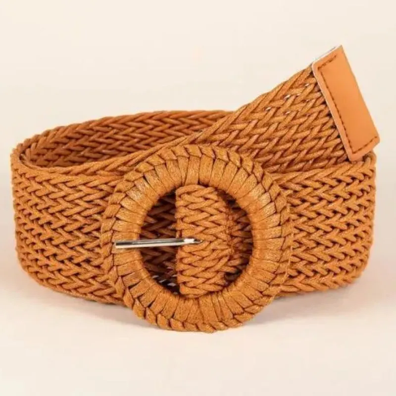 Retro-inspired Braided Summer Wide Belt with Pin Buckle