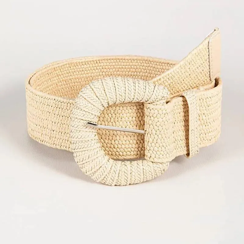 Retro-inspired Braided Summer Wide Belt with Pin Buckle