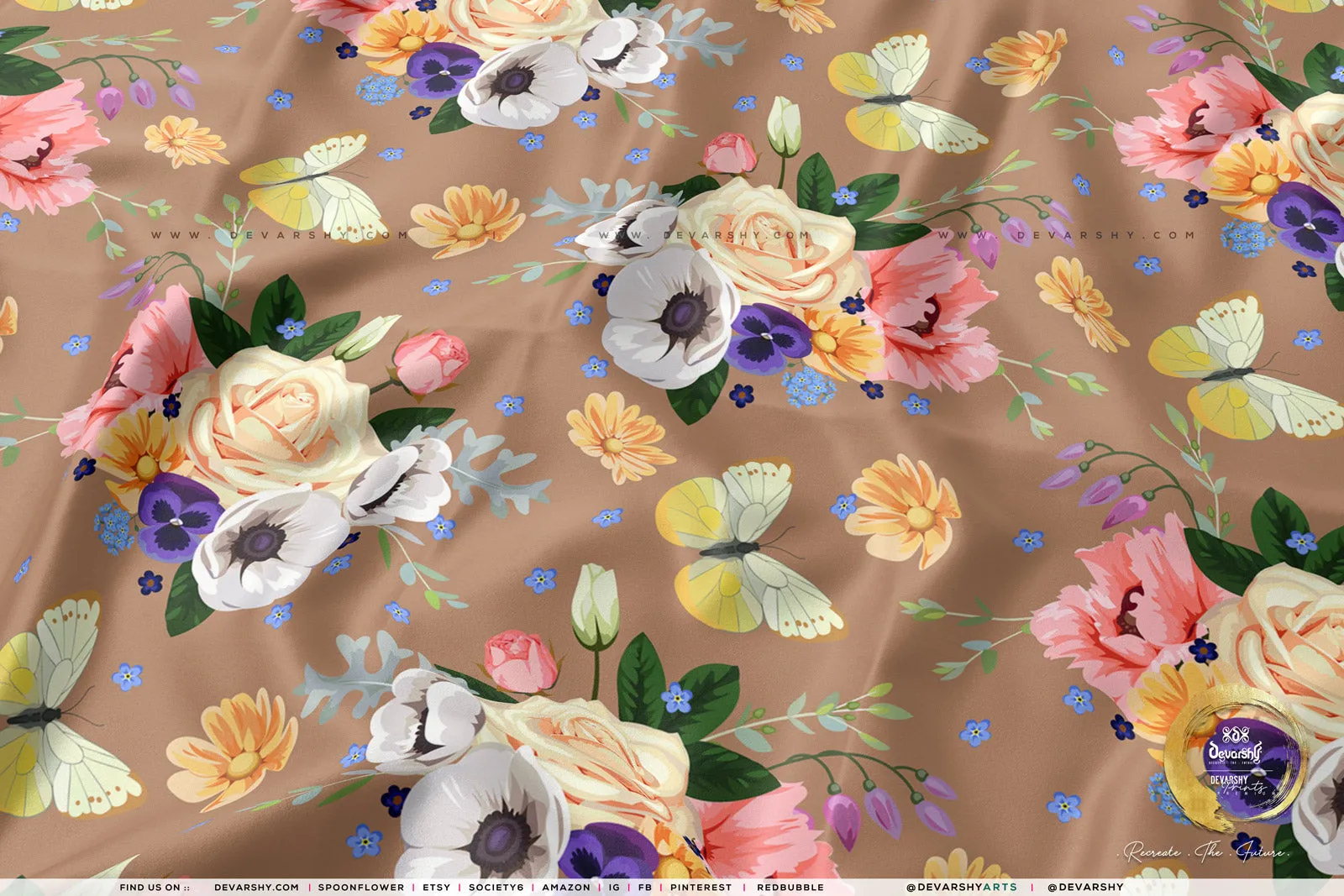 Roses Apparel Fabric 3Meters , 9 Designs | 8 Fabrics Option | Fabric By the Yard | D20134