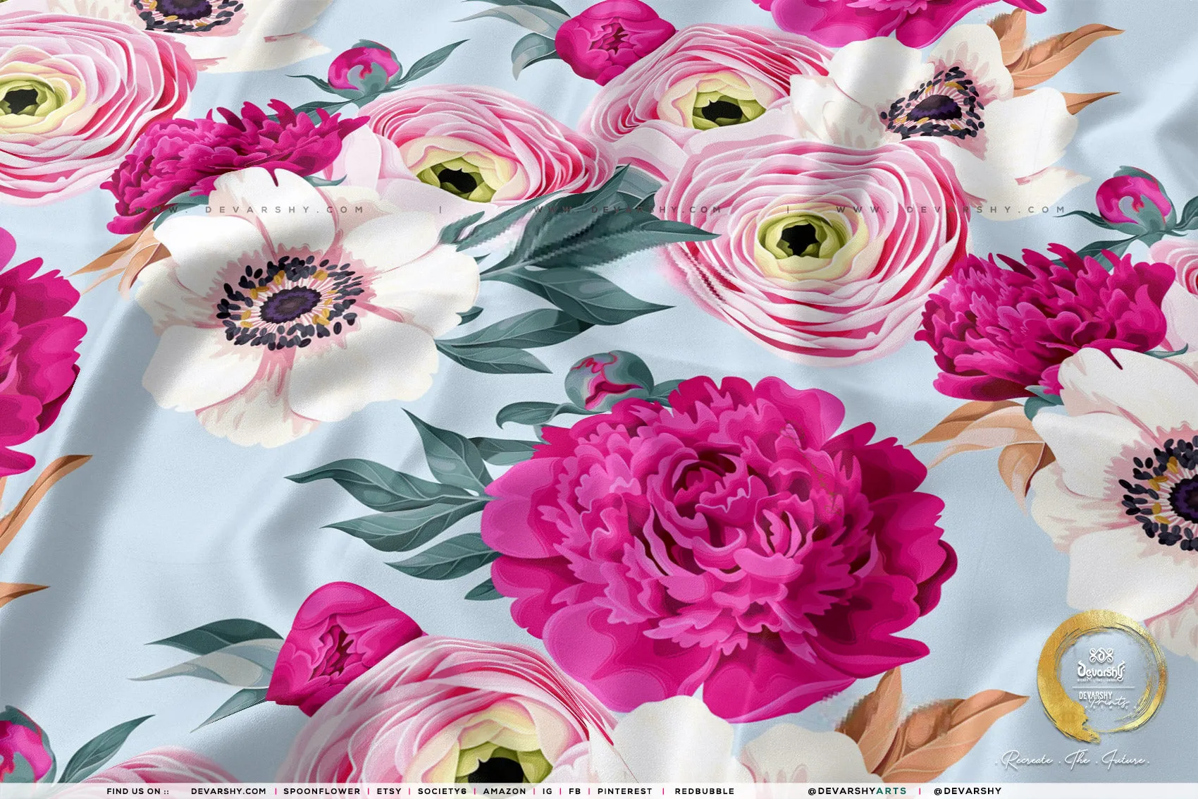 Roses Apparel Fabric 3Meters , 9 Designs | 8 Fabrics Option | Fabric By the Yard | D20134