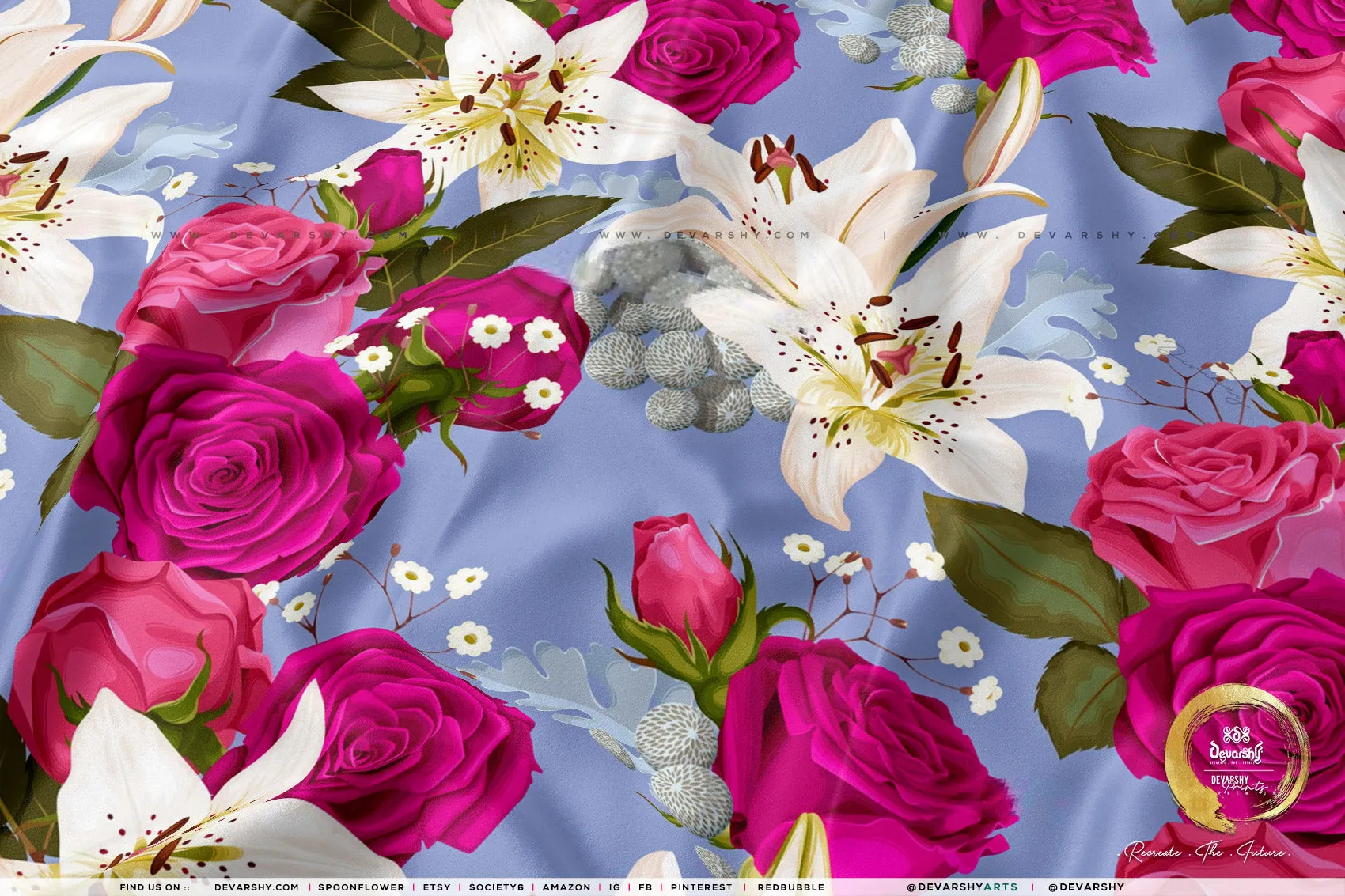 Roses Apparel Fabric 3Meters , 9 Designs | 8 Fabrics Option | Fabric By the Yard | D20134