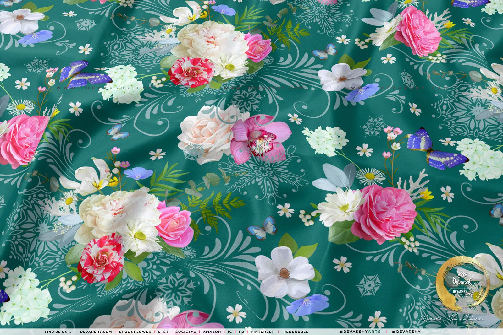 Roses Apparel Fabric 3Meters , 9 Designs | 8 Fabrics Option | Fabric By the Yard | D20134