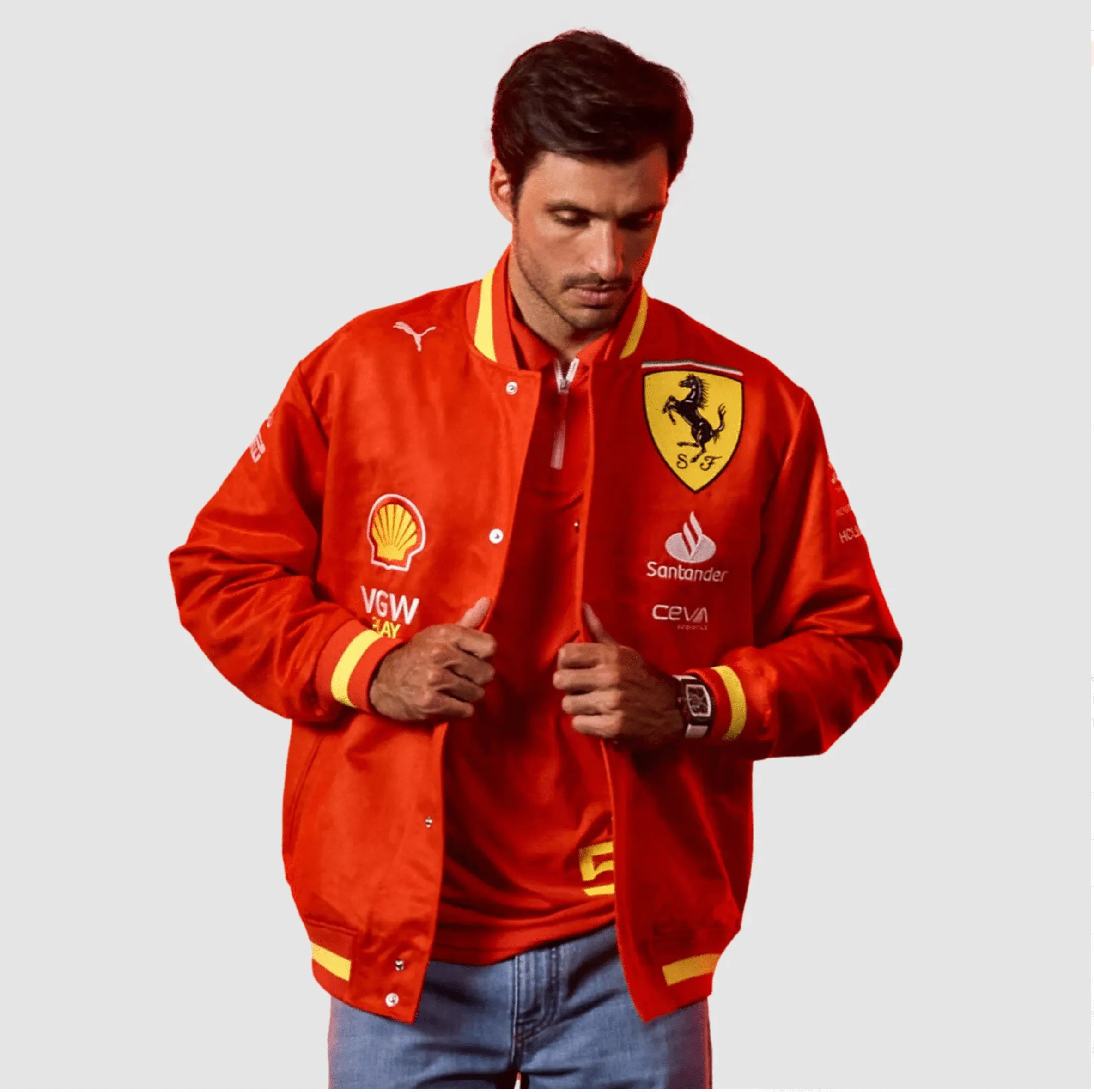 Scuderia Ferrari F1 2024 Team Replica Varsity Jacket - Red