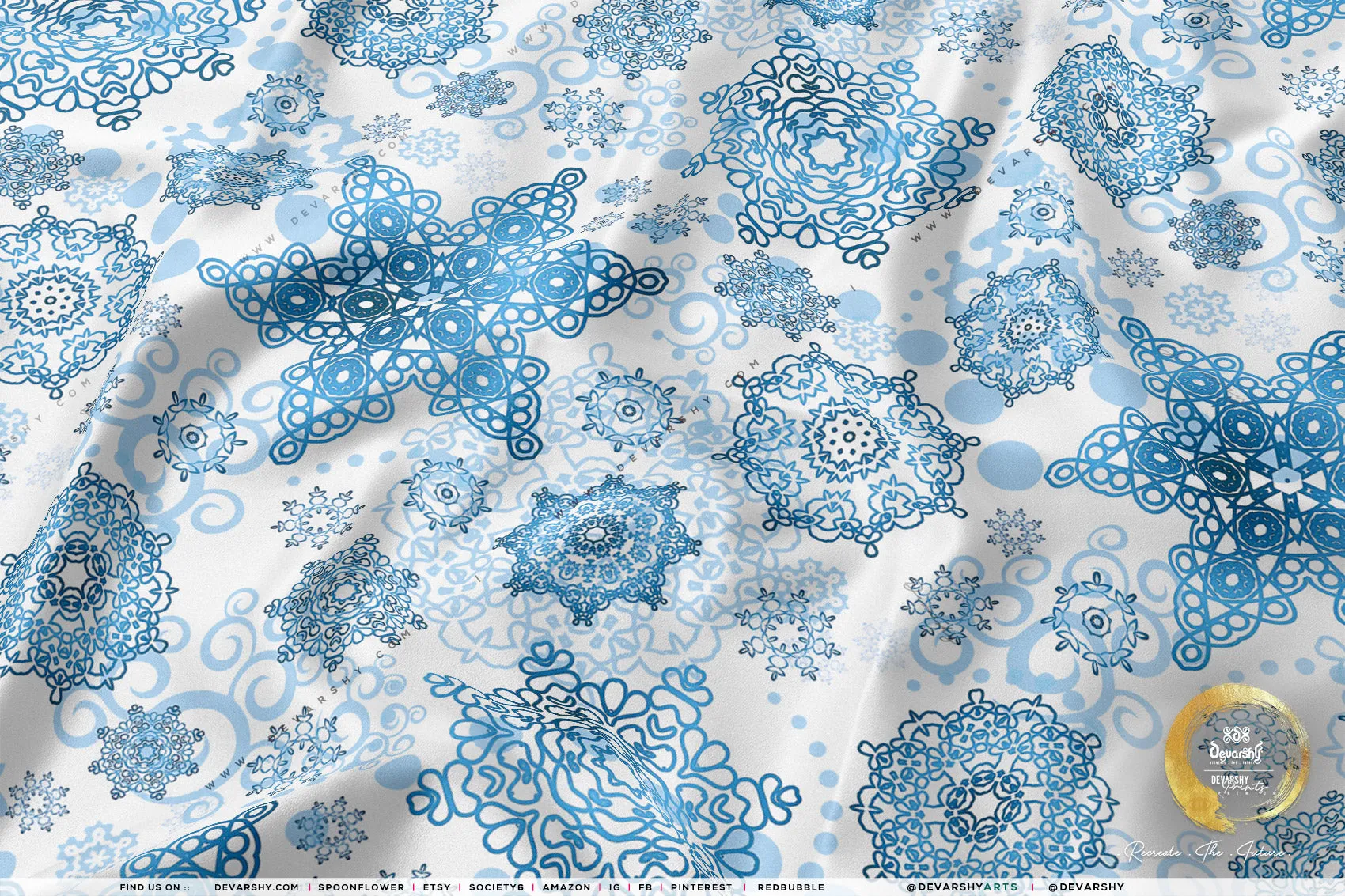 Snowflakes Print Apparel Fabric 3Meters , 9 Designs | 8 Fabrics Option | Fabric By the Yard | 071