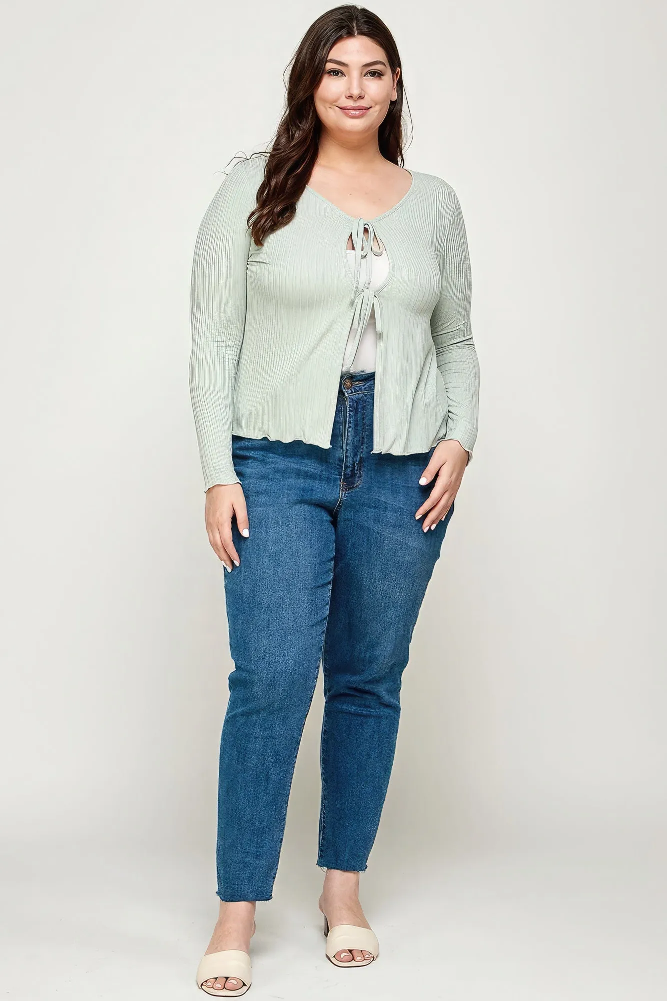 Solid Ribbed Pointelle Cardigan