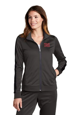 Sport-Tek Ladies Tricot Track Customized Jackets, Graphite Grey/ Black