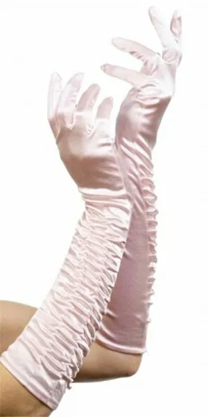 Theatrical Pink Satin Gloves