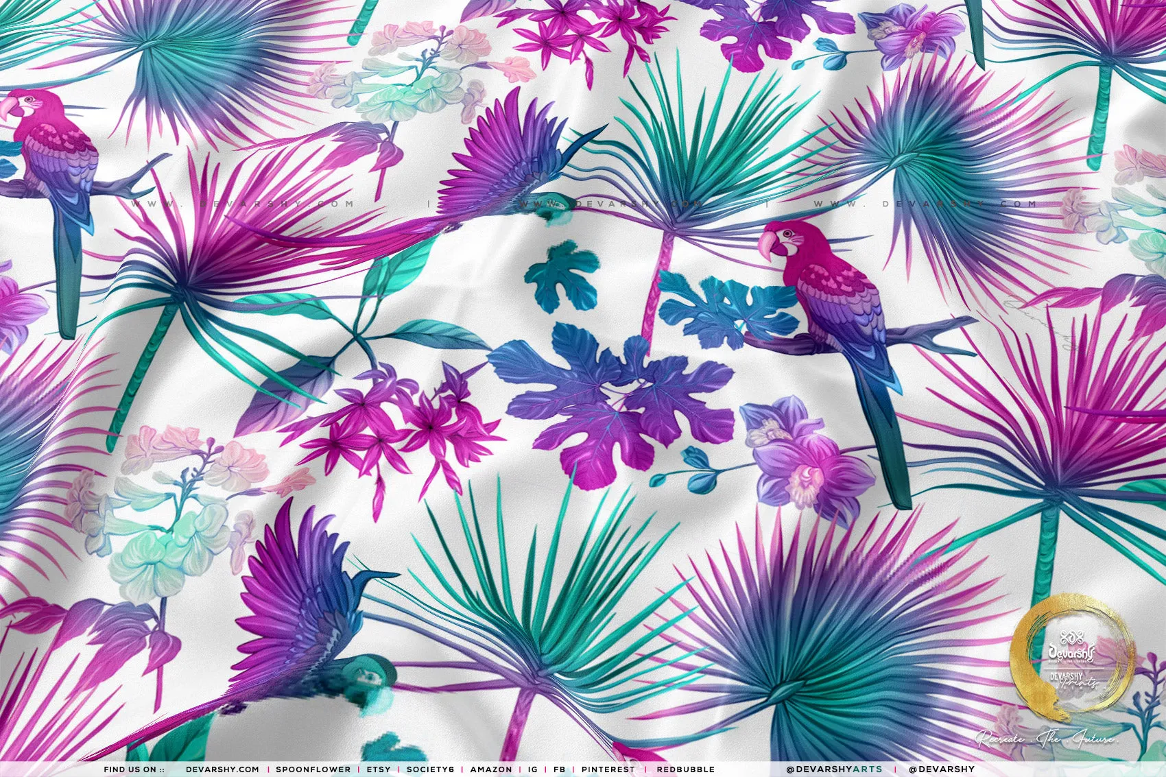 Tropical Print Apparel Fabric 3Meters , 9 Designs | 8 Fabrics Option | Fabric By the Yard | D20170