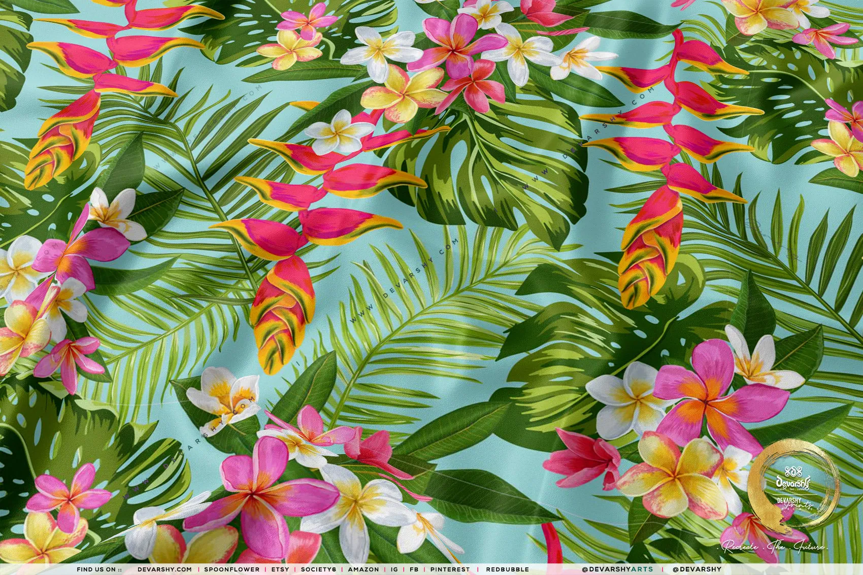 Tropical Print Apparel Fabric 3Meters , 9 Designs | 8 Fabrics Option | Fabric By the Yard | D20170