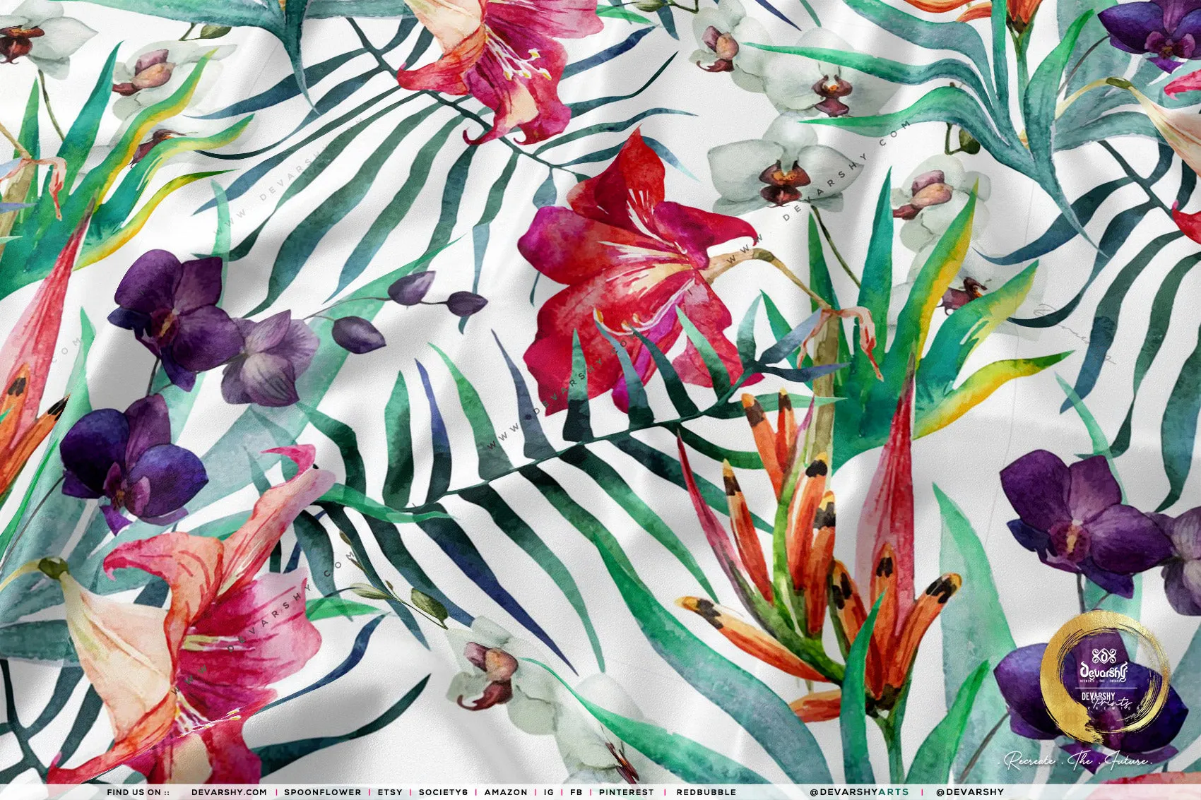 Tropical Print Apparel Fabric 3Meters , 9 Designs | 8 Fabrics Option | Fabric By the Yard | D20170