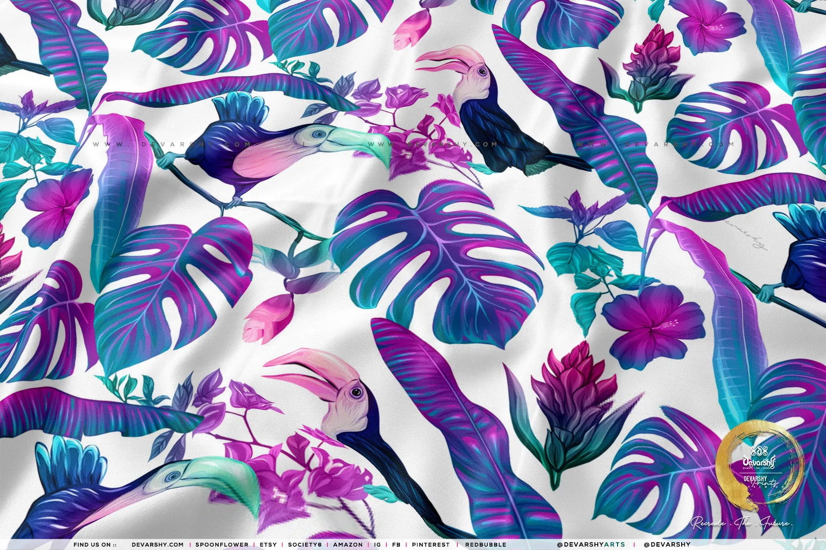 Tropical Print Apparel Fabric 3Meters , 9 Designs | 8 Fabrics Option | Fabric By the Yard | D20170