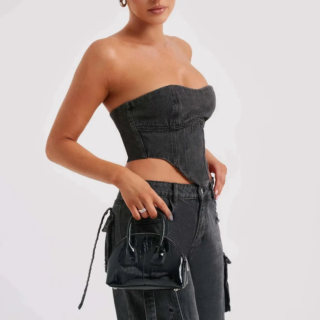 Urban Utility Denim Bustier Top