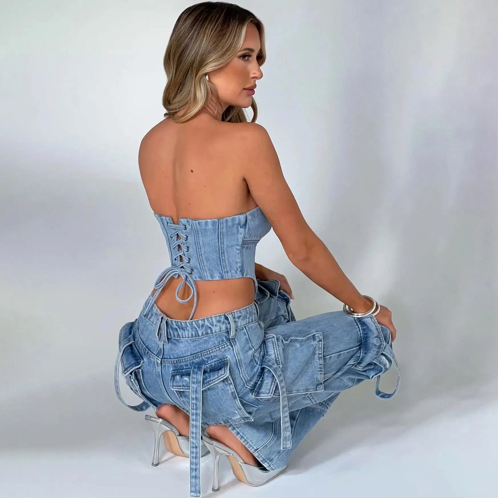 Urban Utility Denim Bustier Top