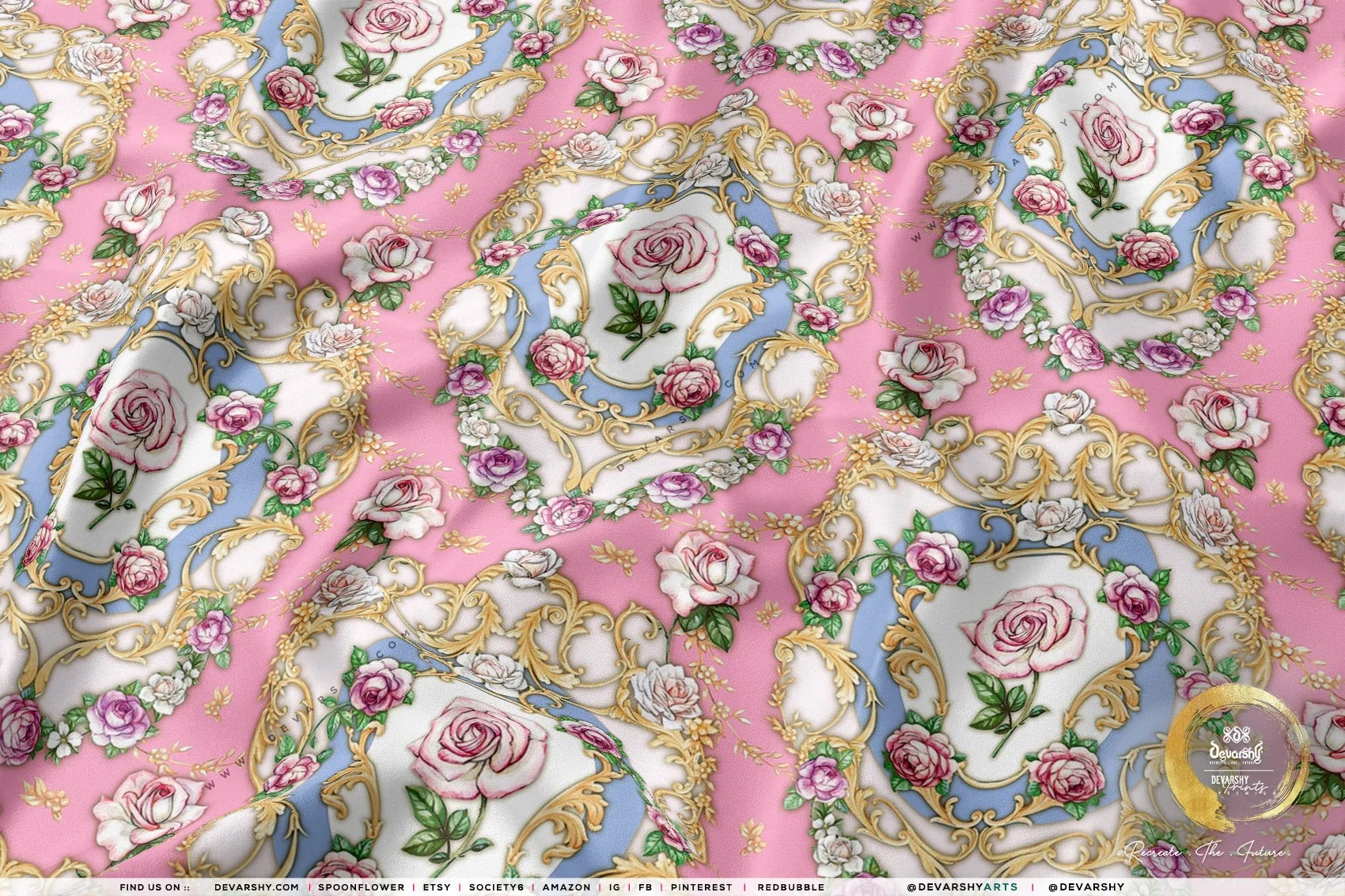 Victorian Floral Print Apparel Fabric 3Meters , 6 Designs | 8 Fabrics Option | Baroque Fabric By the Yard | 046