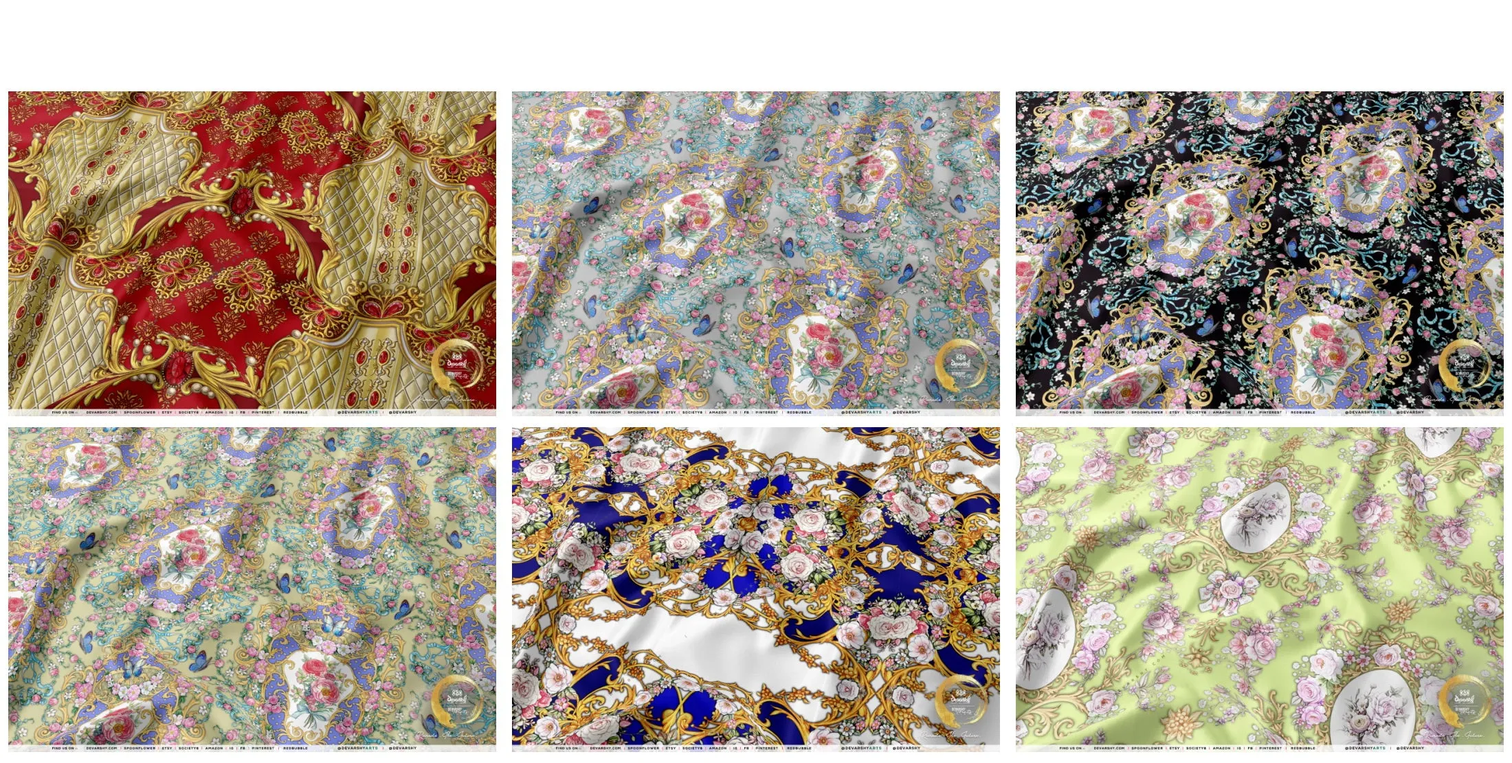 VICTORIAN Florals Apparel Fabric 3Meters , 6 Designs | 8 Fabrics Option | Baroque Fabric By the Yard | 046