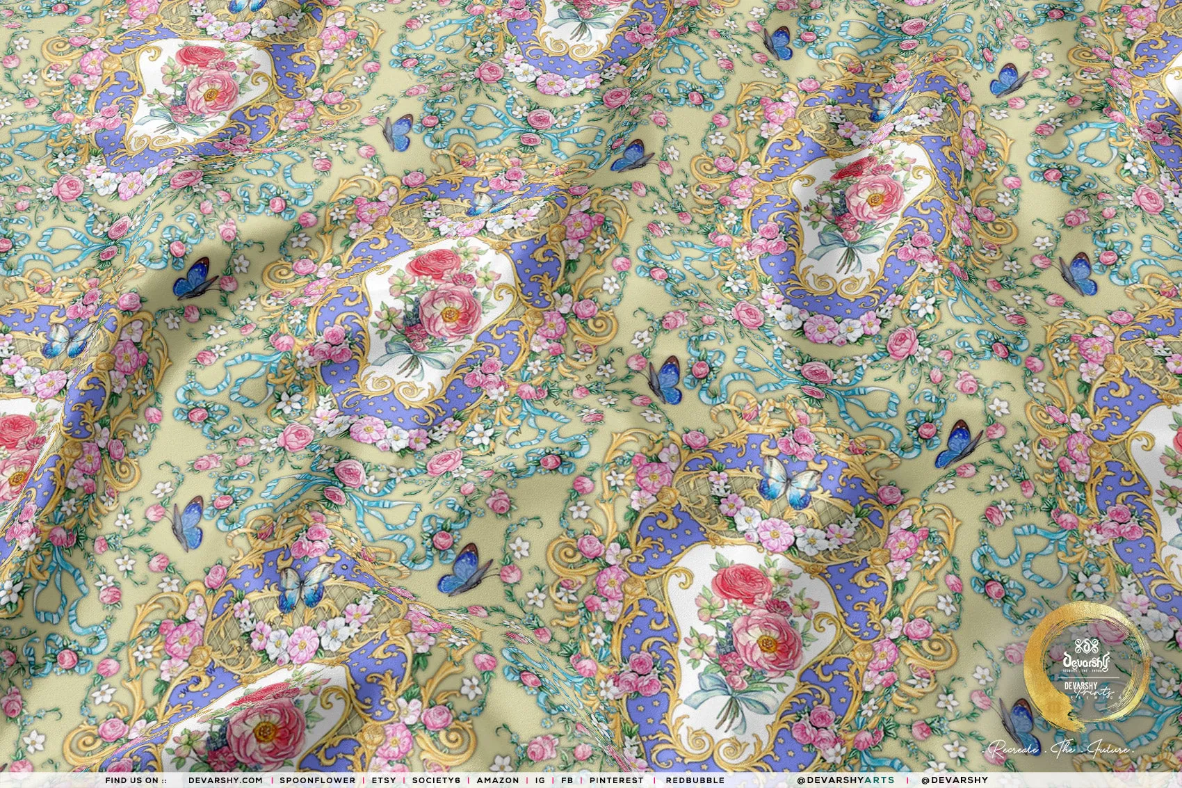 VICTORIAN Florals Apparel Fabric 3Meters , 6 Designs | 8 Fabrics Option | Baroque Fabric By the Yard | 046