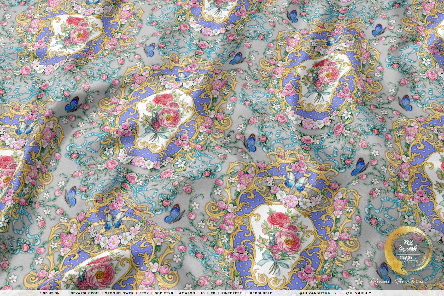 VICTORIAN Florals Apparel Fabric 3Meters , 6 Designs | 8 Fabrics Option | Baroque Fabric By the Yard | 046