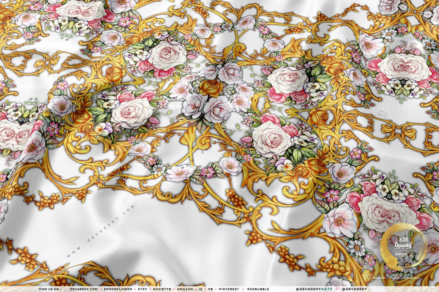 Vintage Florals Apparel Fabric 3Meters , 6 Designs | 8 Fabrics Option | Baroque Fabric By the Yard | 044