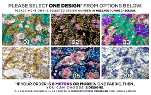 Vintage Florals Apparel Fabric 3Meters , 6 Designs | 8 Fabrics Option | Baroque Fabric By the Yard | 044