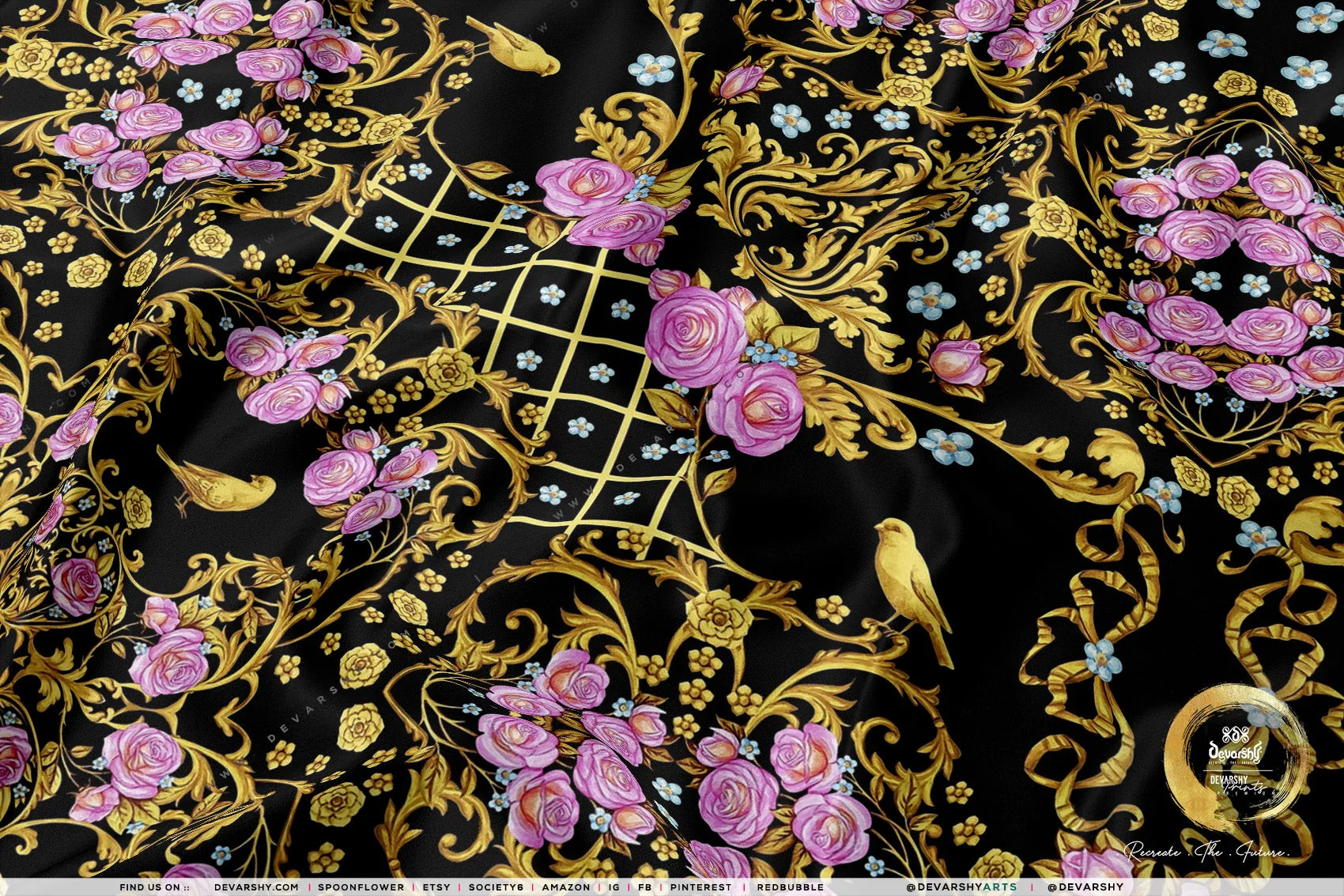 Vintage Florals Apparel Fabric 3Meters , 6 Designs | 8 Fabrics Option | Baroque Fabric By the Yard | 044